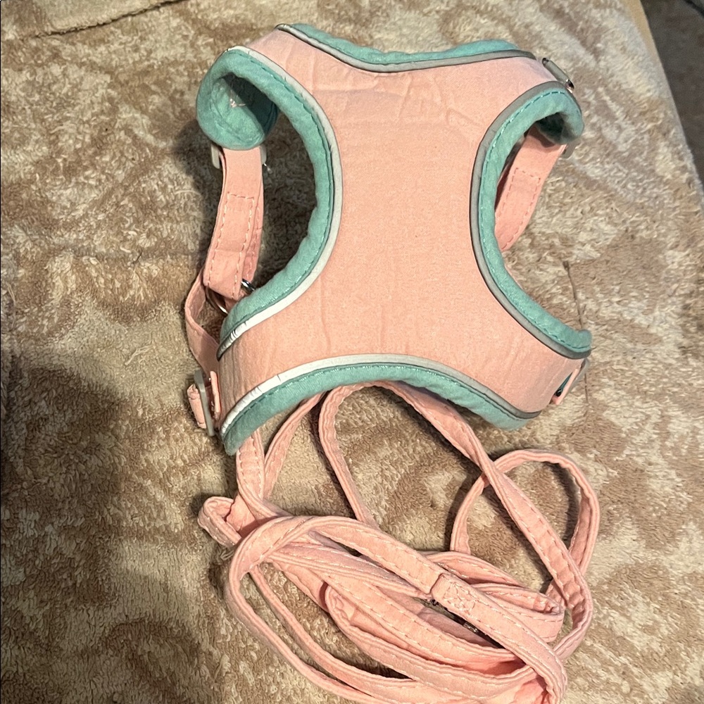 😄Pink harness and lead small dog collar reflective NEW